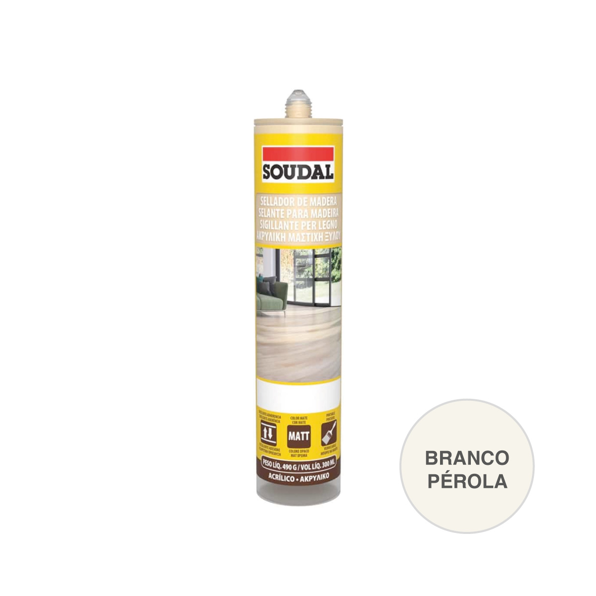 Selante Acrílico Madeira Branco Pérola SOUDAL 300ml