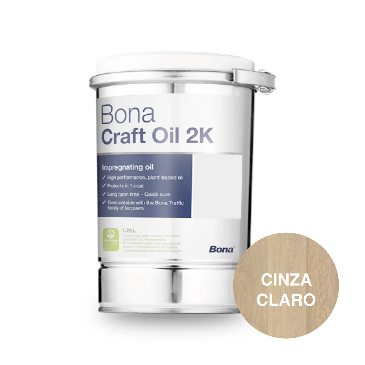 Óleo BONA CRAFT OIL 2K Cinza Claro 1,25L