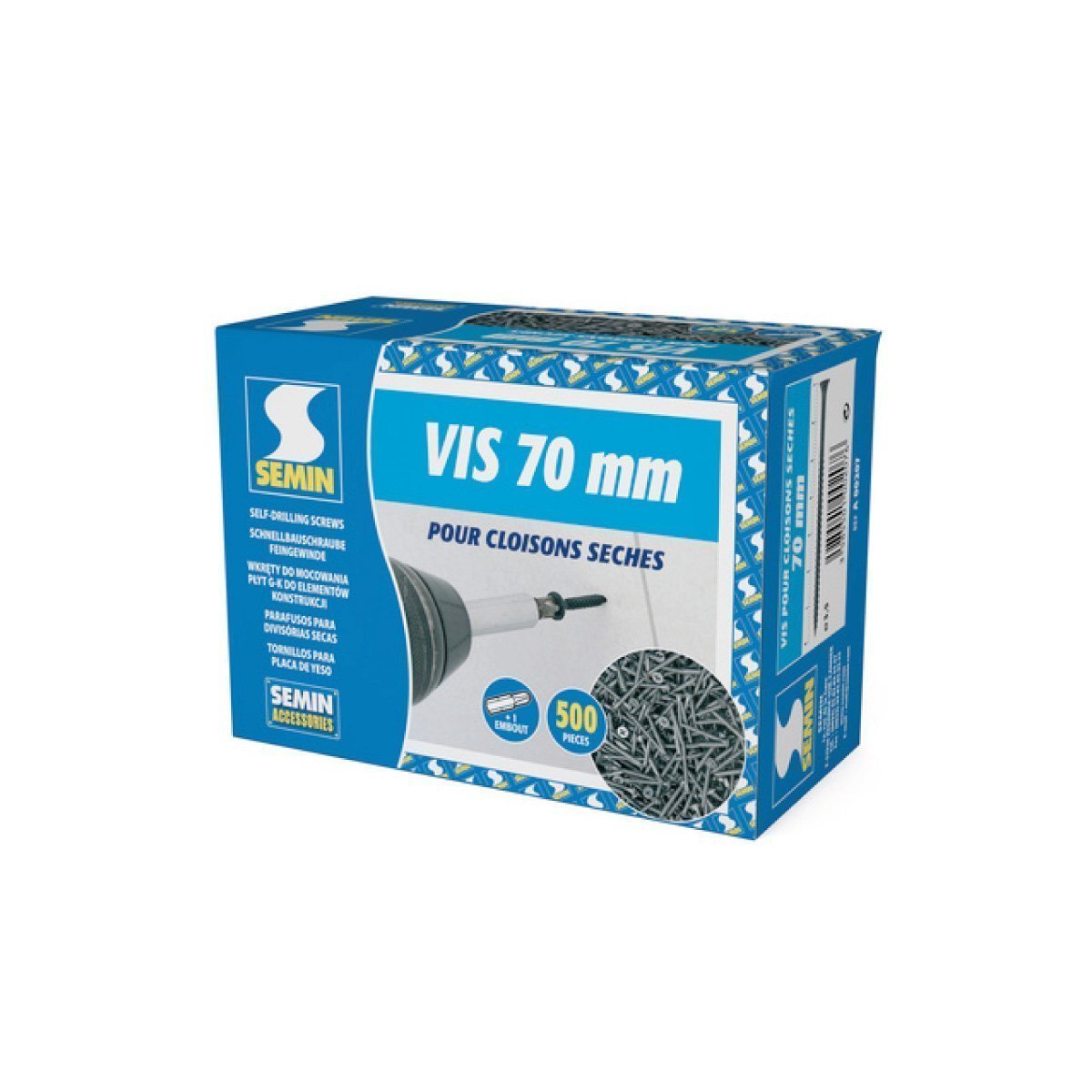 Parafuso Fosfatado SEMIN para Gesso Cartonado 4,2x70mm Cx.500 Uni.