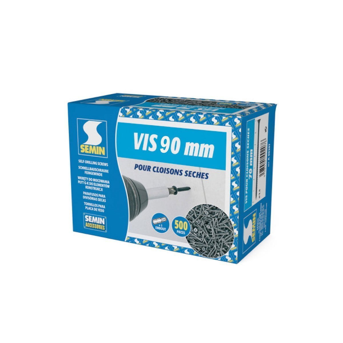 Parafuso Fosfatado SEMIN para Gesso Cartonado 4,8x90mm Cx.500 Uni.