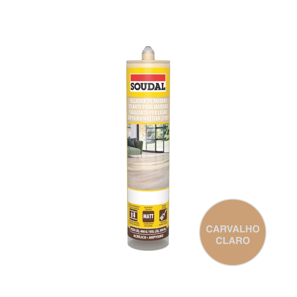 Selante Acrílico Madeira Carvalho Claro SOUDAL 300ml