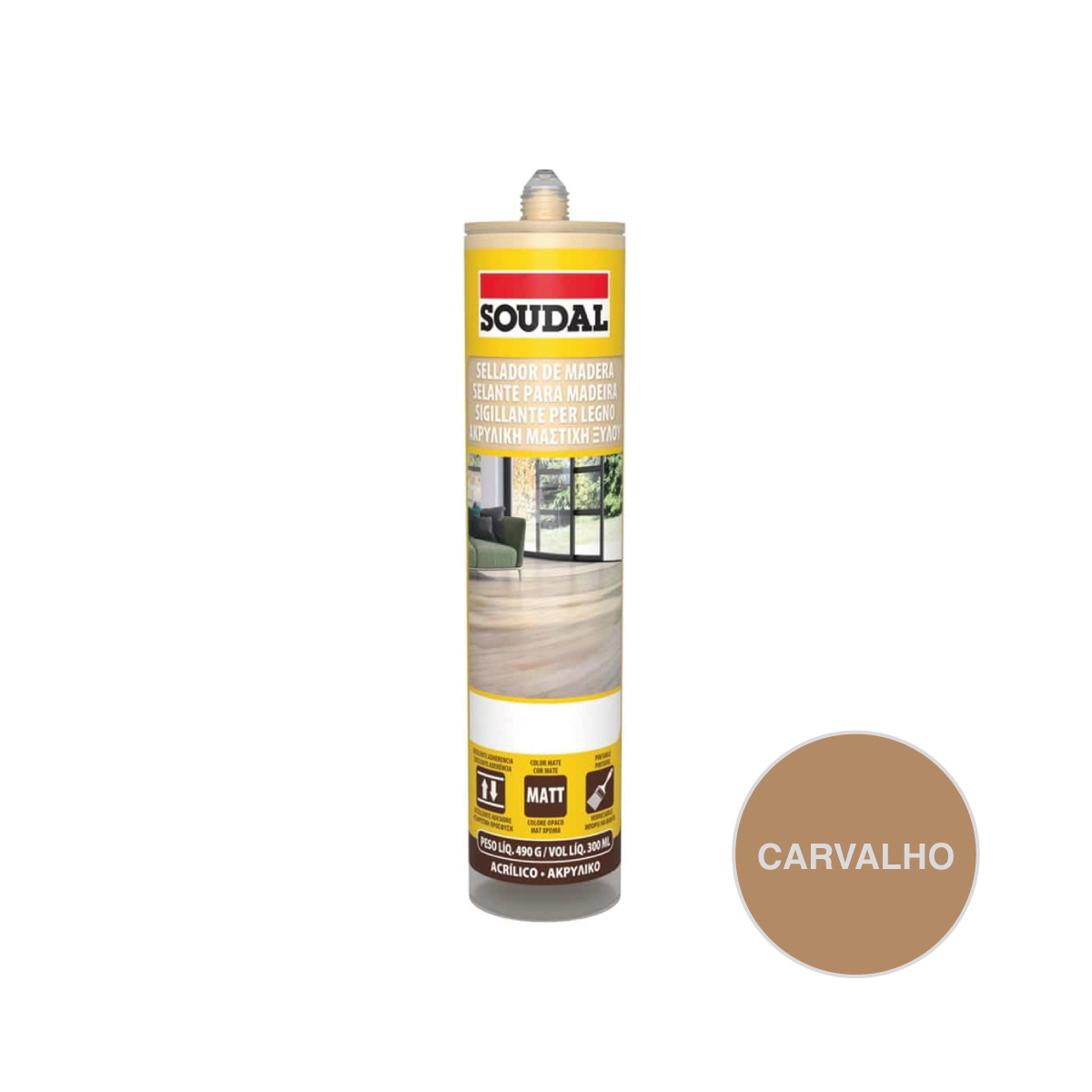 Selante Acrílico Madeira Carvalho SOUDAL 300ml