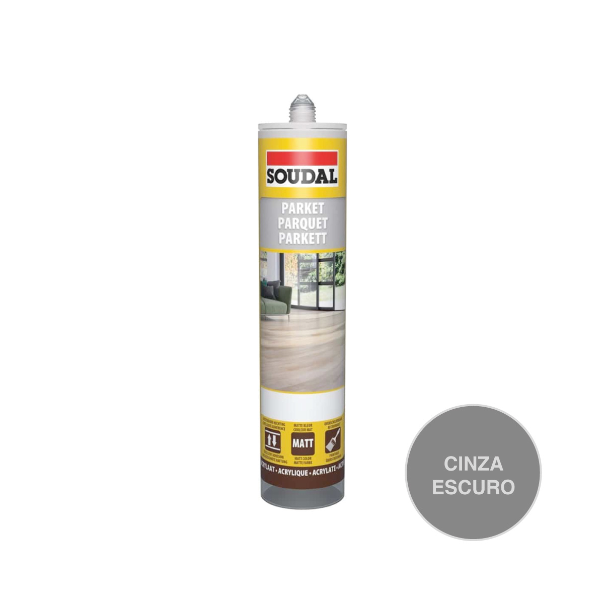 Selante Acrílico Madeira Cinza Escuro SOUDAL 300ml