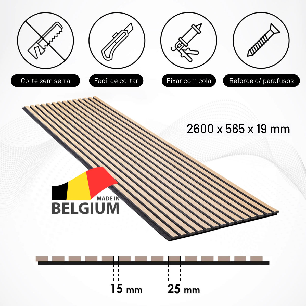 Painel Ripado SELITSTYLE Carvalho 2600x565x19mm - Image 3
