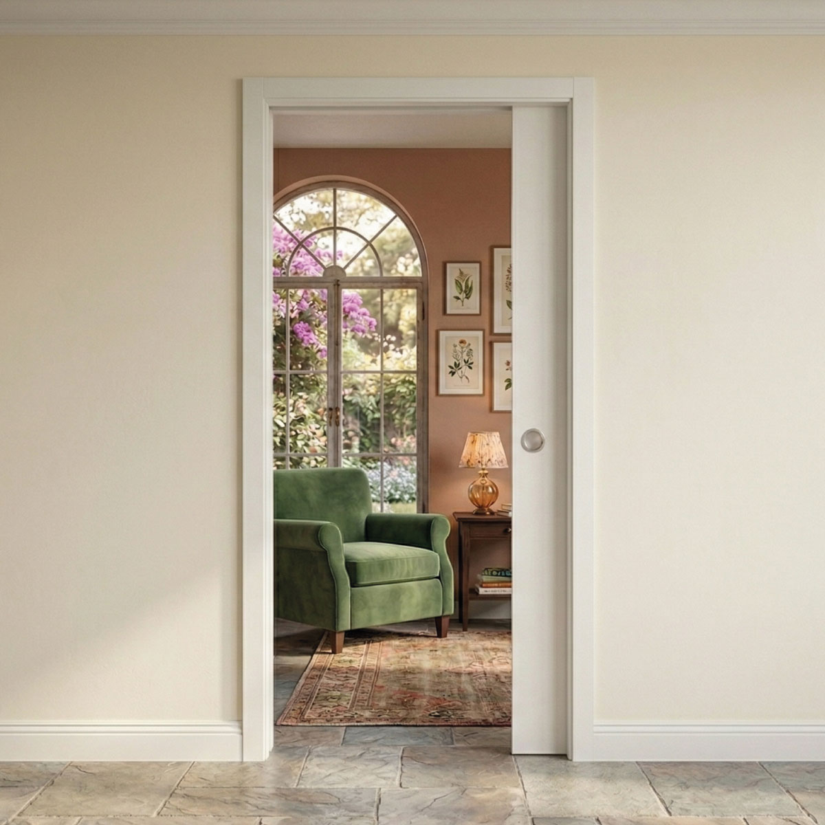Kit Porta de Correr com Aro Lacado Branco 2000x800x35mm